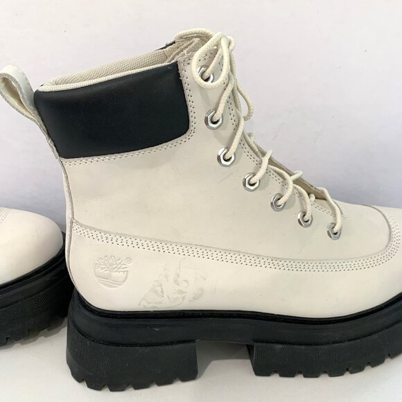 Timberland Sky 6 Inch Lace-up Boots Leather Combat Booties White Size 9 NEW - Picture 7 of 8